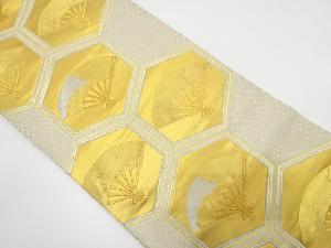 アンティーク　亀甲に扇模様織り出し袋帯（着用可）